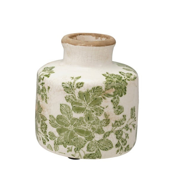 Stoneware Vase with Botanicals