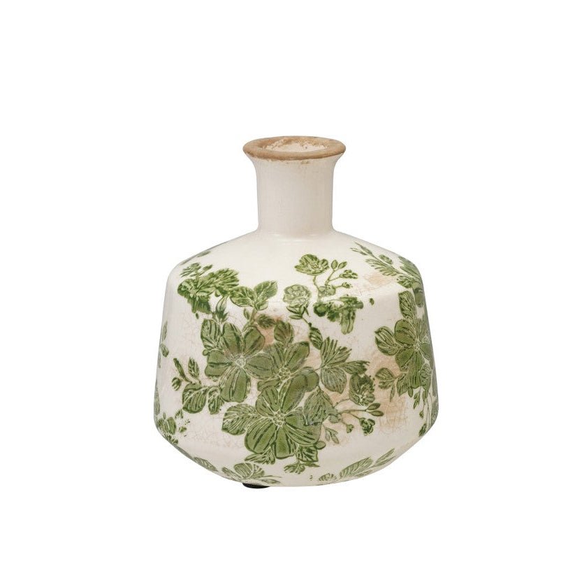 Stoneware Vase with Botanicals