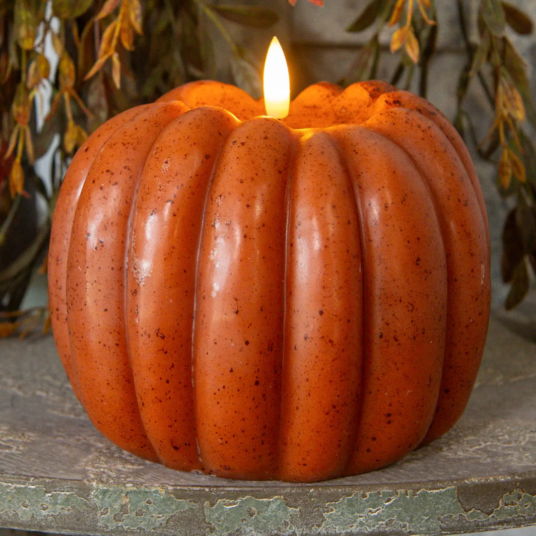5" Orange 3D Flame Pumpkin Candle