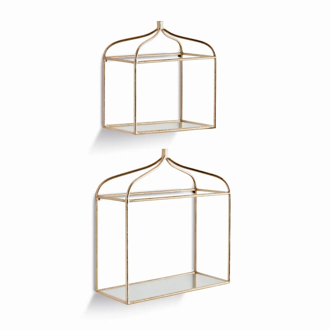 Abbey Mirrored Wall Shelves, Gold