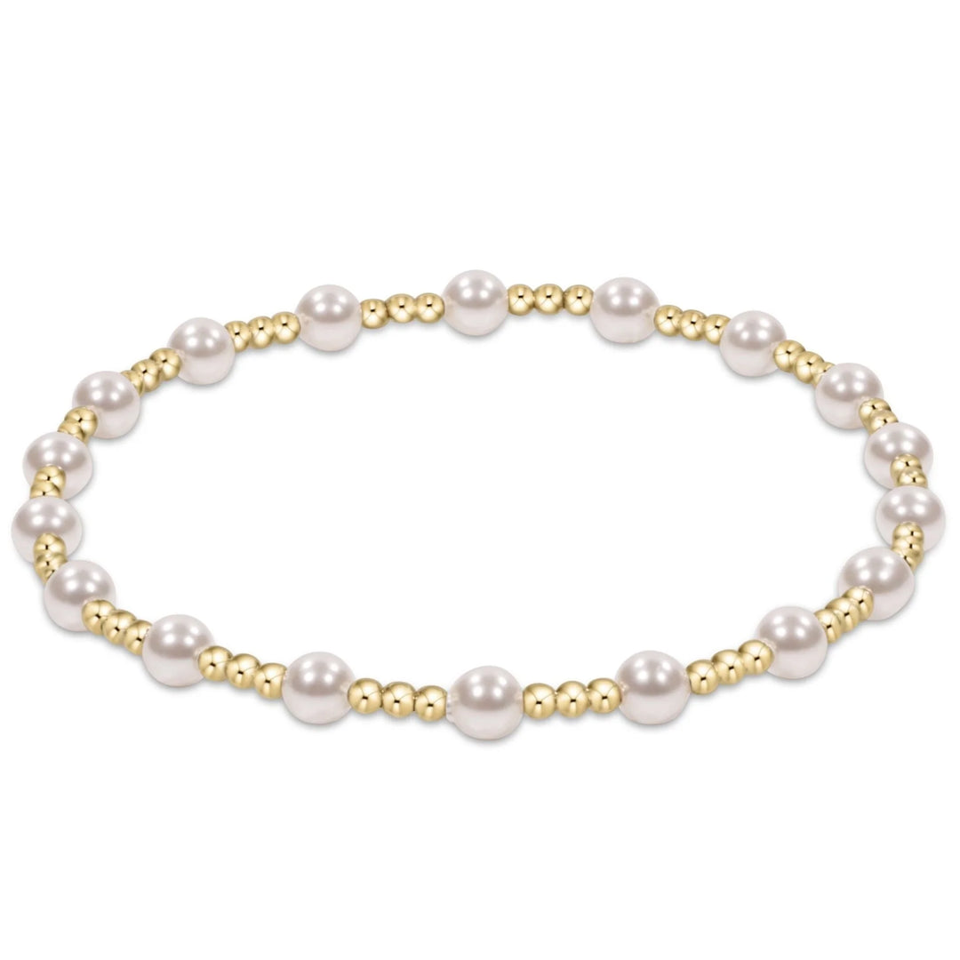 Classic Sincerity Pattern 4mm Bracelet - Pearl