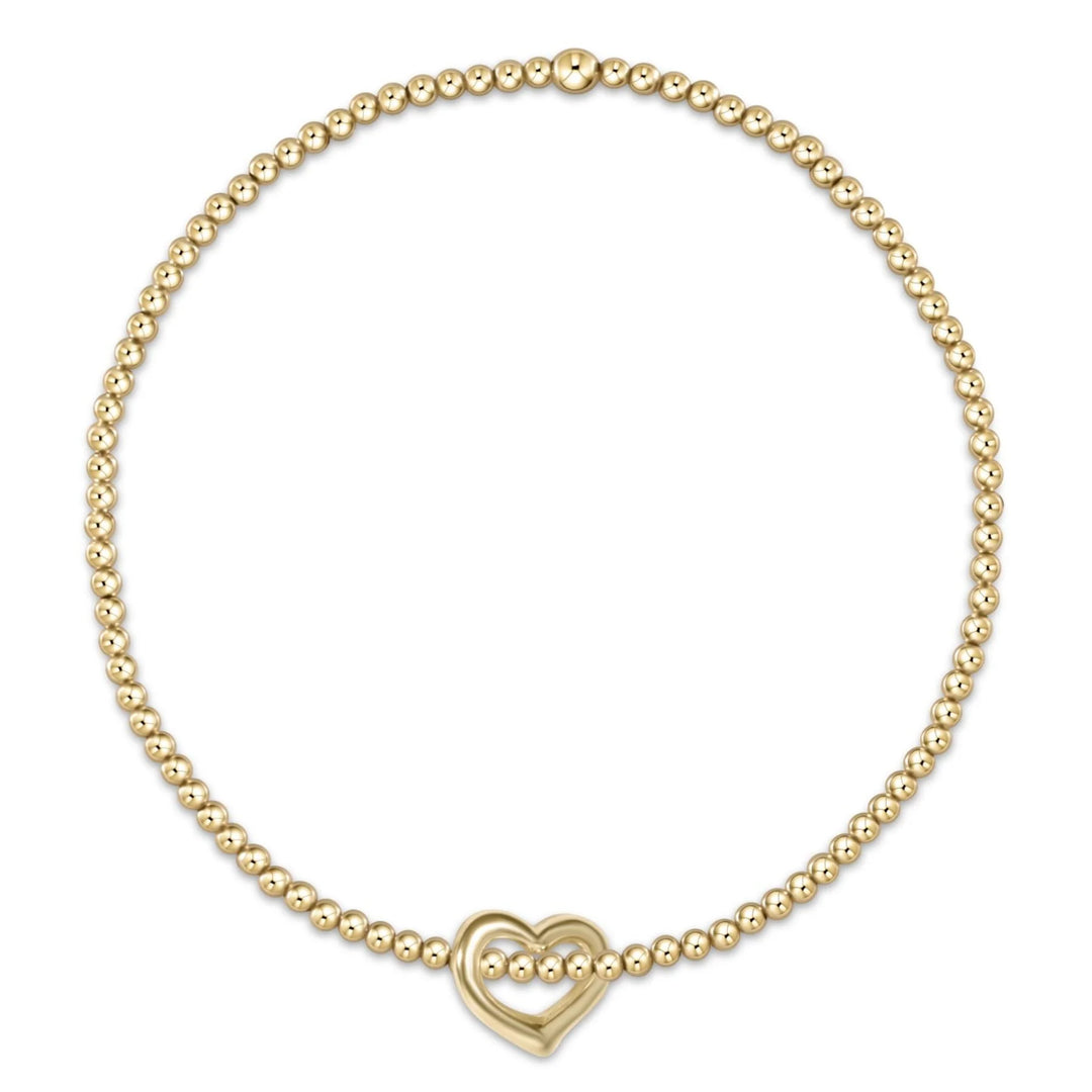 Classic Gold Bead Bracelet - Love Small Gold Charm