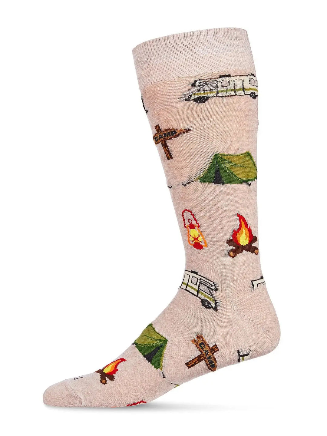 Memoi Happy Camper Bamboo Blend Men's Crew Socks