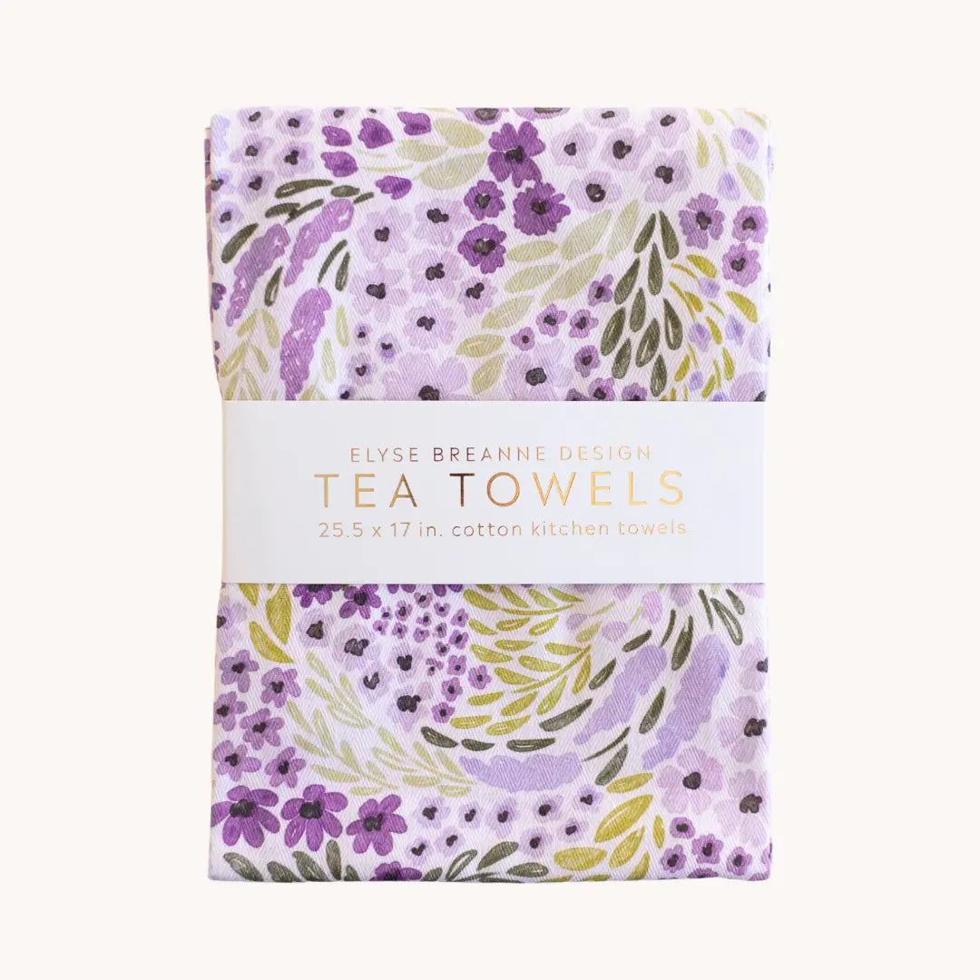 Pack of 2 Lilac Floral Tea Towels