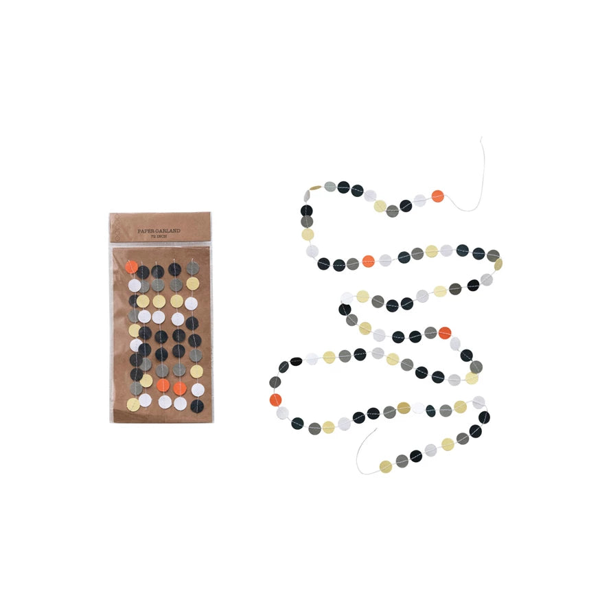 Handmade Paper Circle Garland, Multi Color