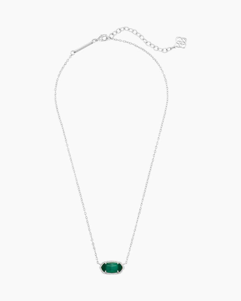 Elisa Silver Pendant Necklace in Emerald Cat's Eye