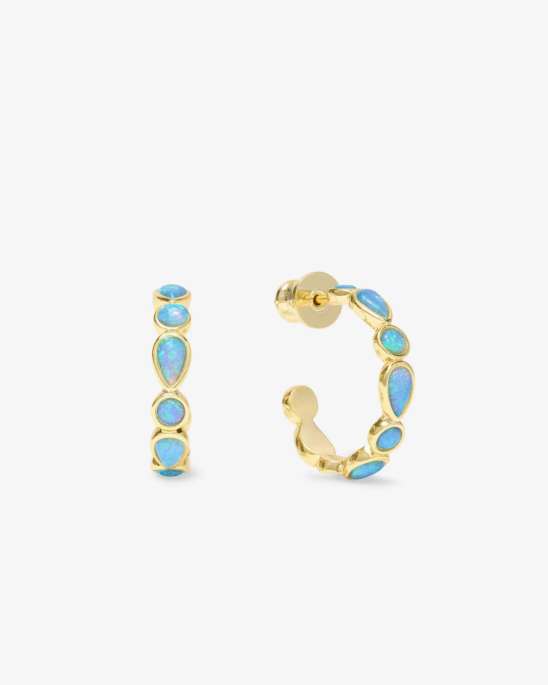 Isla Hoops .75" Gold|Blue Opal