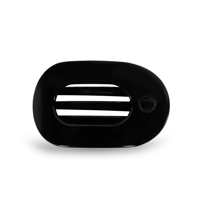 Jet Black Small Flat Round Hair Clip