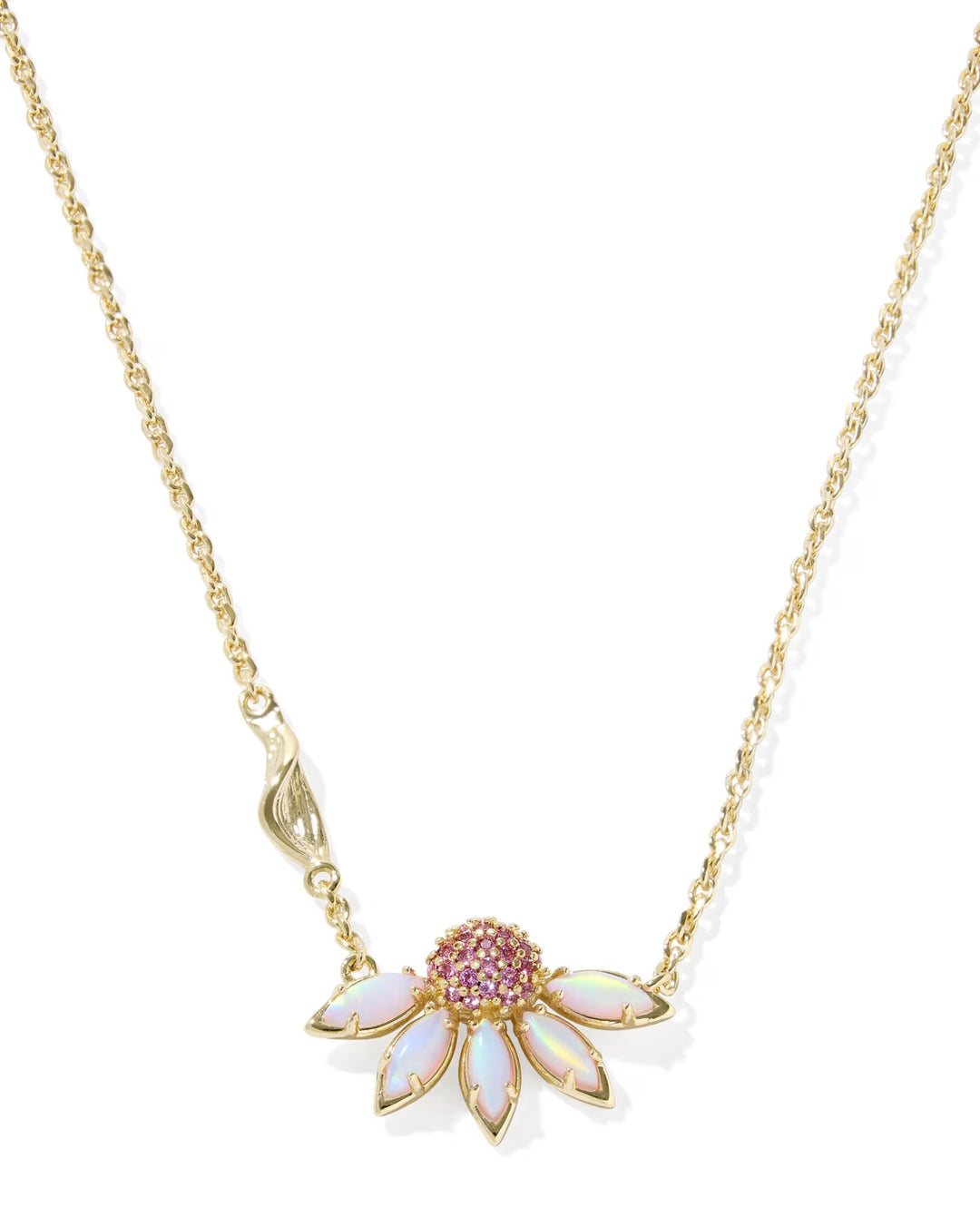 Anya Flower Gold Short Pendant Necklace Light Pink Mix