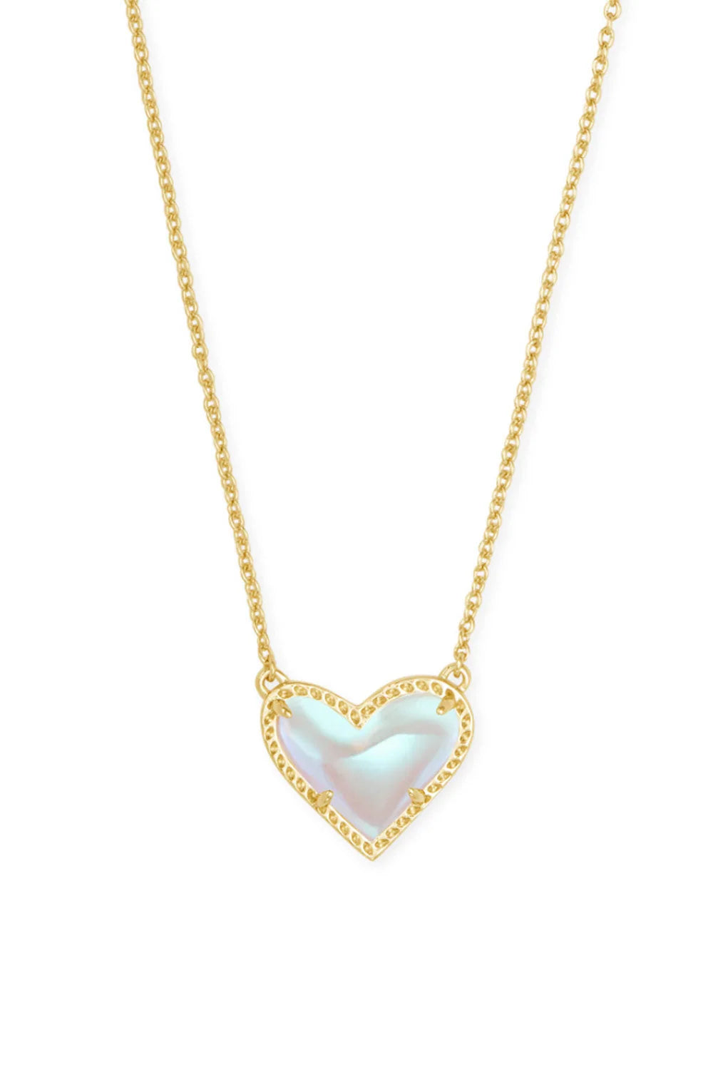 Kendra Scott Ari Heart Gold Pendant Necklace in Dichroic Glass