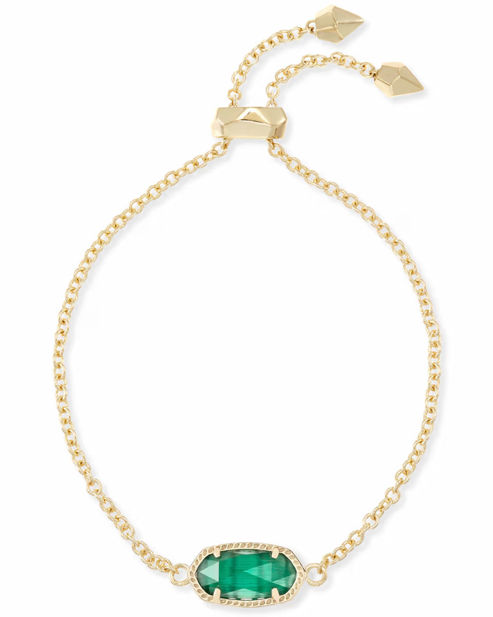 Elaina Gold Adjustable Chain Bracelet in Emerald Cat’s Eye