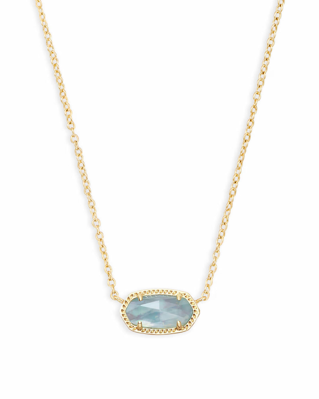 Elisa Gold Pendant Necklace in Light Blue Illusion