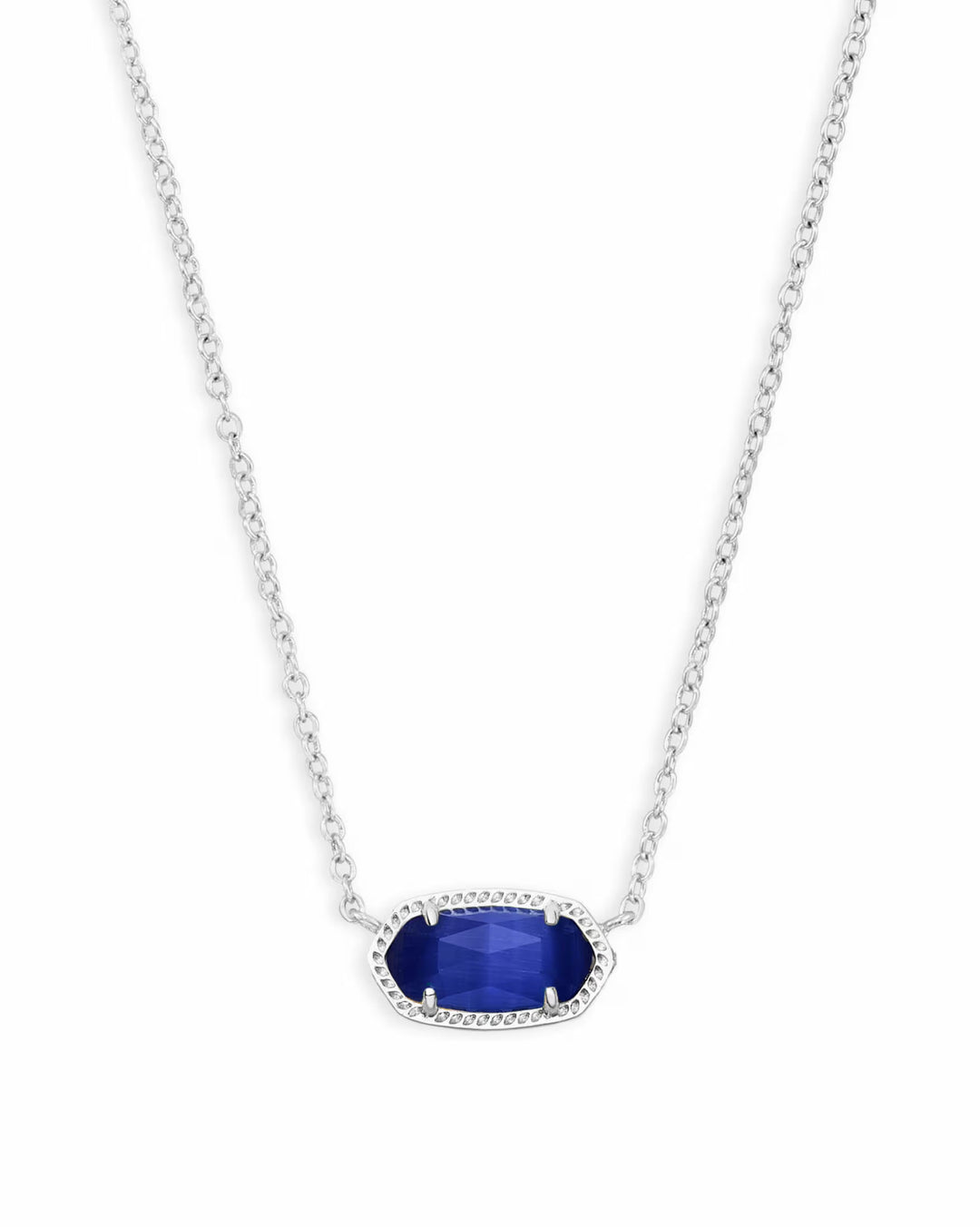 Elisa Silver Pendant Necklace in Cobalt Cats Eye