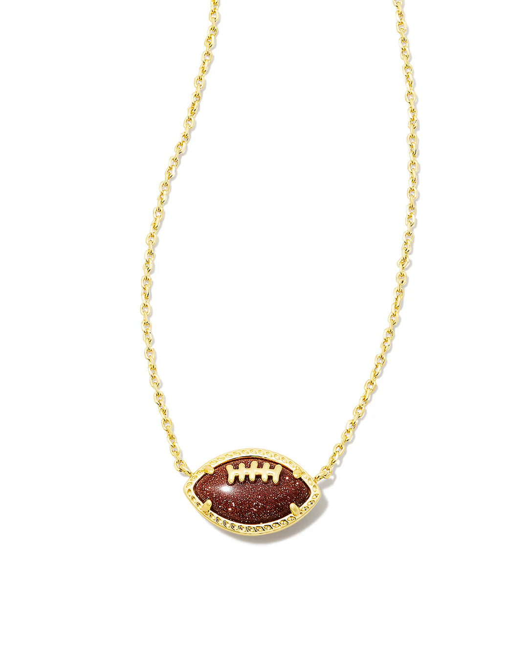 Football Silver Short Pendant Necklace in Orange