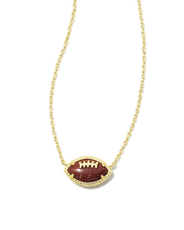 Football Silver Short Pendant Necklace in Orange