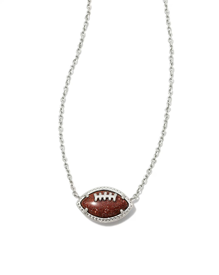 Football Silver Short Pendant Necklace in Orange