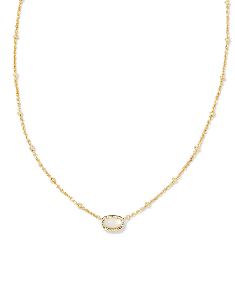 Mini Elisa Gold Satellite Short Pendant Necklace in Ivory