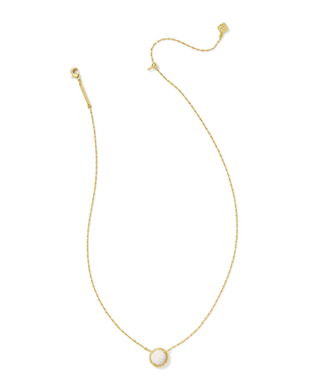 Volleyball Gold Short Pendant Necklace in White Mother-of-