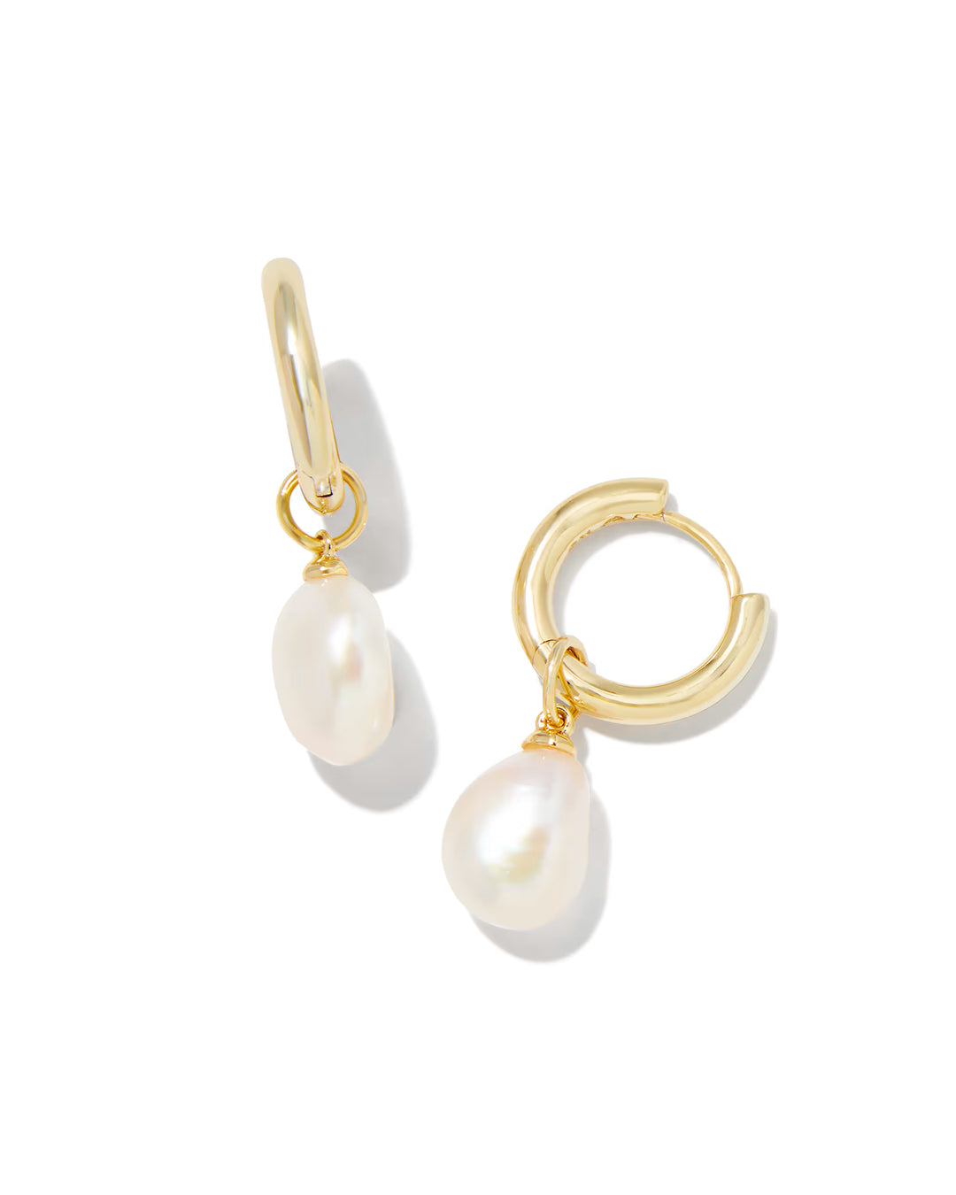 Willa Gold Pearl Huggie Earrings in Freshwater
