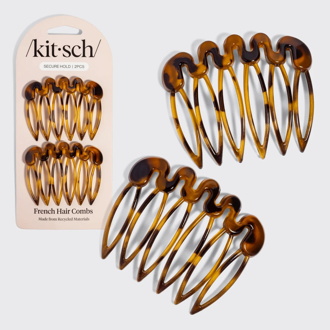 Tort French Hair Combs 2pc Set