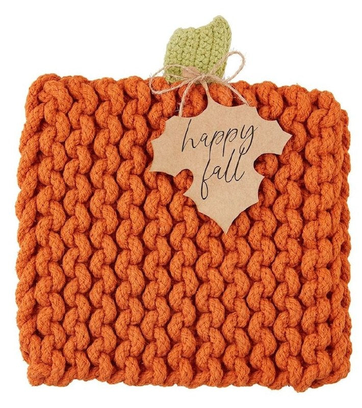 8" Orange Pumpkin Cotton Trivet