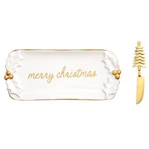 Gold Holly Butter Dish Set