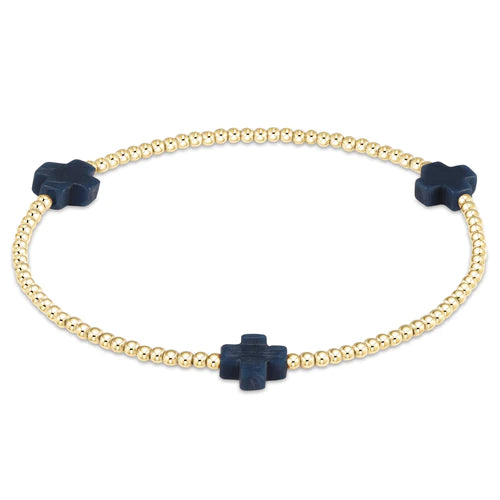 Small Signature Cross Gold 2mm Bracelet