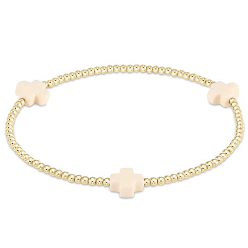 Small Signature Cross Gold 2mm Bracelet