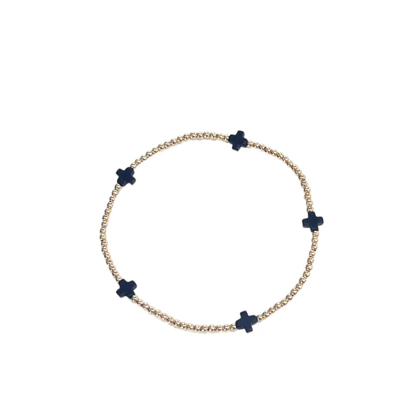 Small Signature Cross Gold 2mm Bracelet
