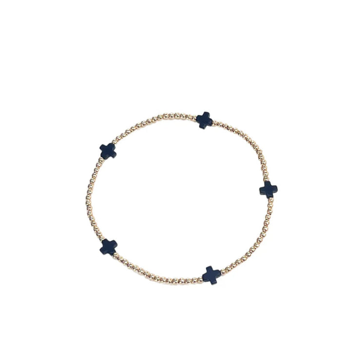Small Signature Cross Gold 2mm Bracelet