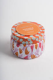 Pineapple Flower Printed Travel Tin Candle 8.5 oz