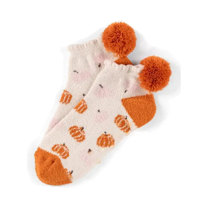 Halloween Home Socks w/ Puff Balls