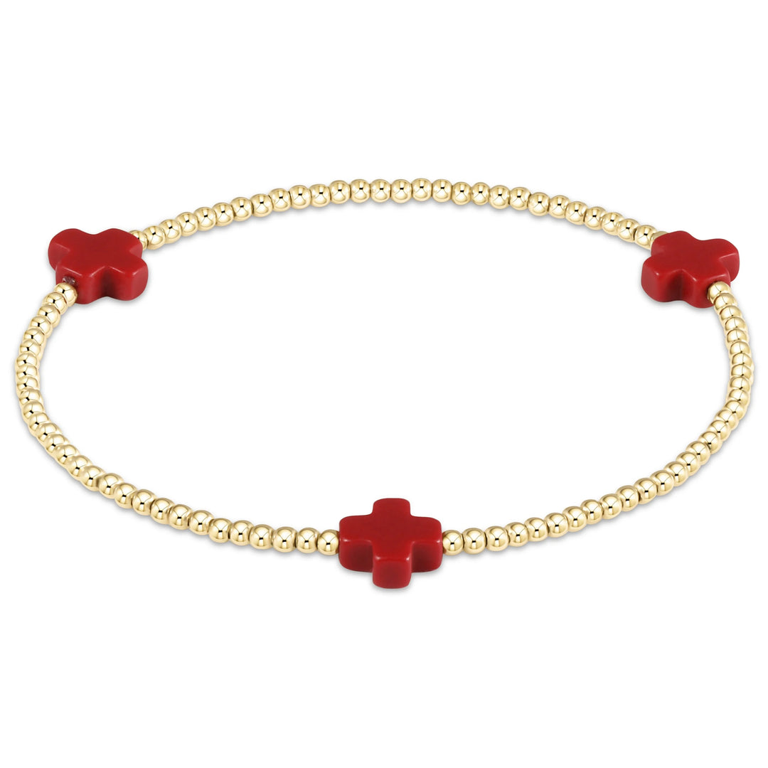 Small Signature Cross Gold 2mm Bracelet