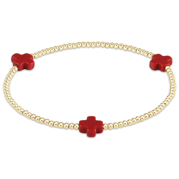 Small Signature Cross Gold 2mm Bracelet