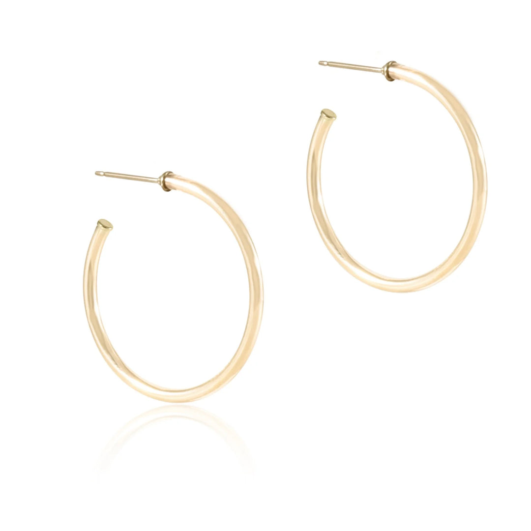 Round Gold 1.25" Post Hoops-2mm-Smooth