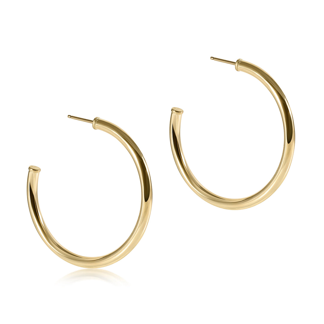 Round Gold 1.4 Post Hoop-3mm-Smooth