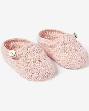 Blush T-Strap Hand Crocheted Baby Booties