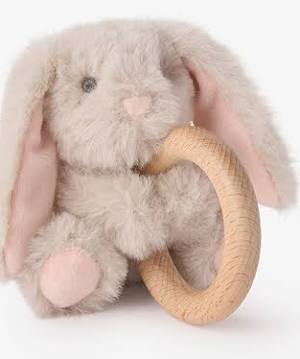 Plush Bunny Wooden Ring Rattle