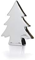 10.75" Tall "Teton" Ceramic Christmas Tree Tabletop Decoration, White, Silver, Gold
