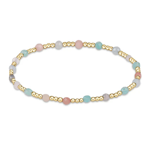 gemstone gold sincerity pattern 3mm bead bracelet - hot mess ss25