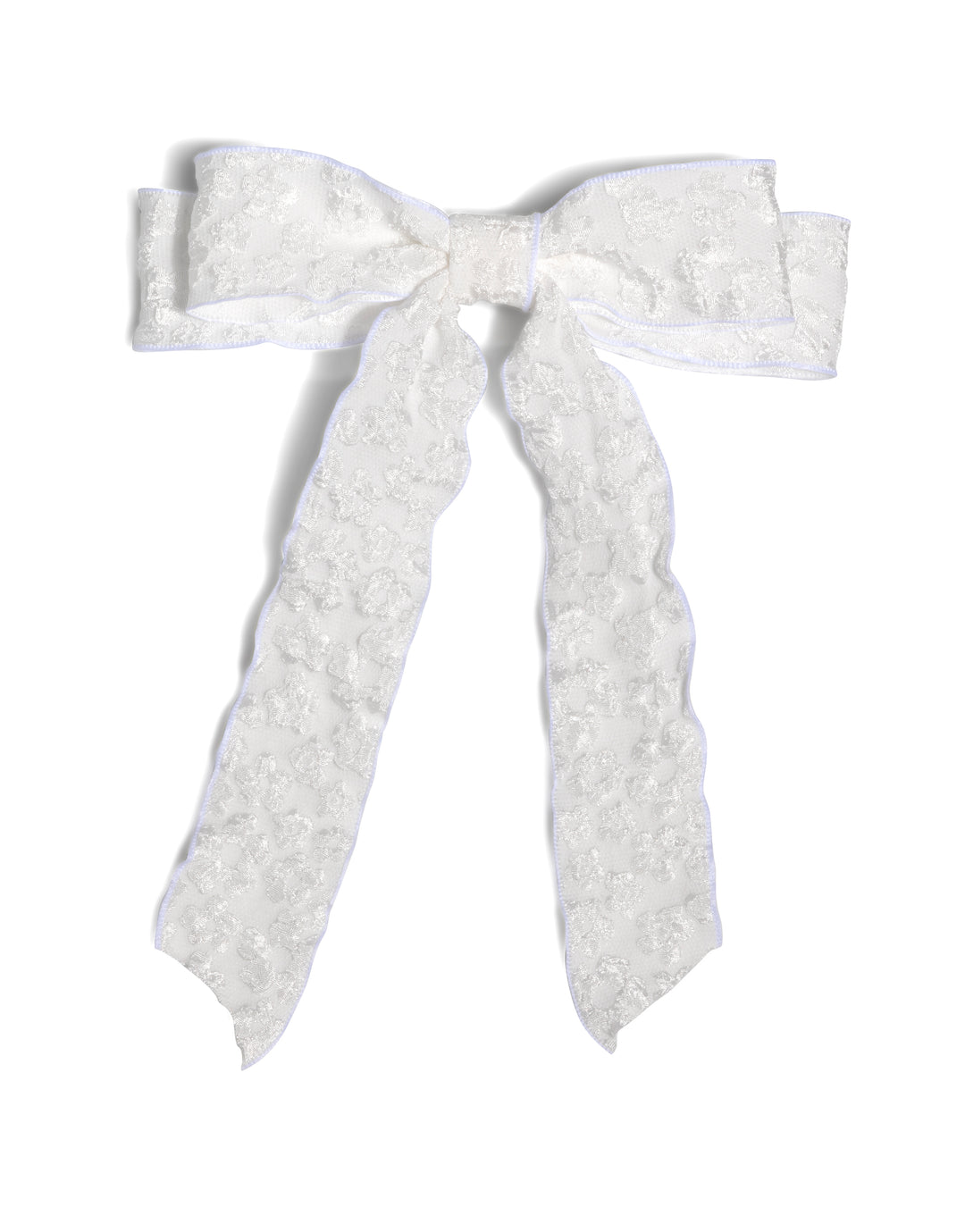 Textured Bow Clip, Ivory