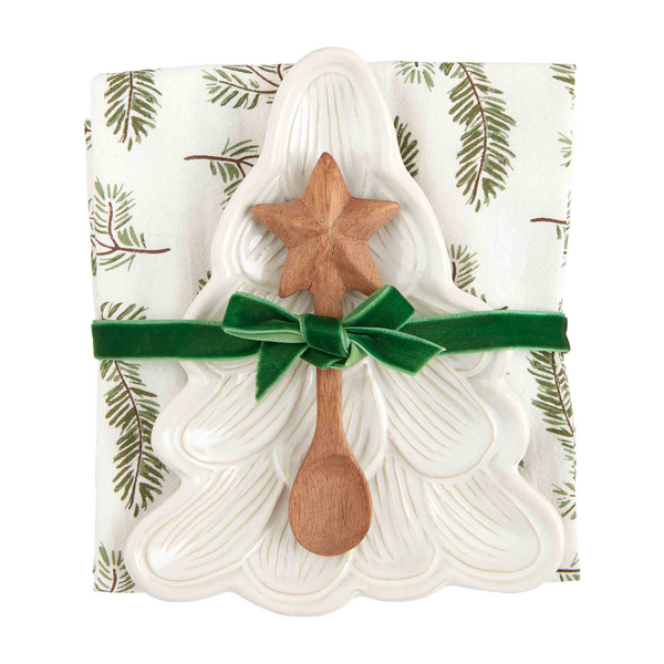 WHITE CHRISTMAS TREE APPETIZER SET