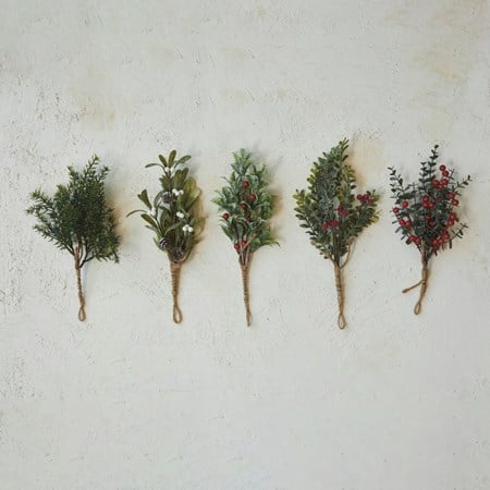 Hanging Faux Evergreen and Berry Bunch