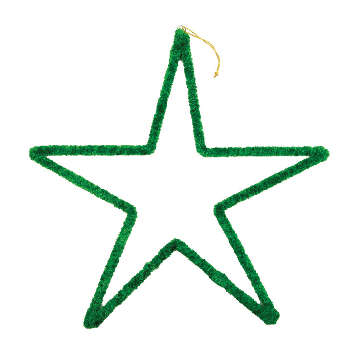 20"H Handmade Cotton Chenille Yarn Wrapped Metal Hanging Star
