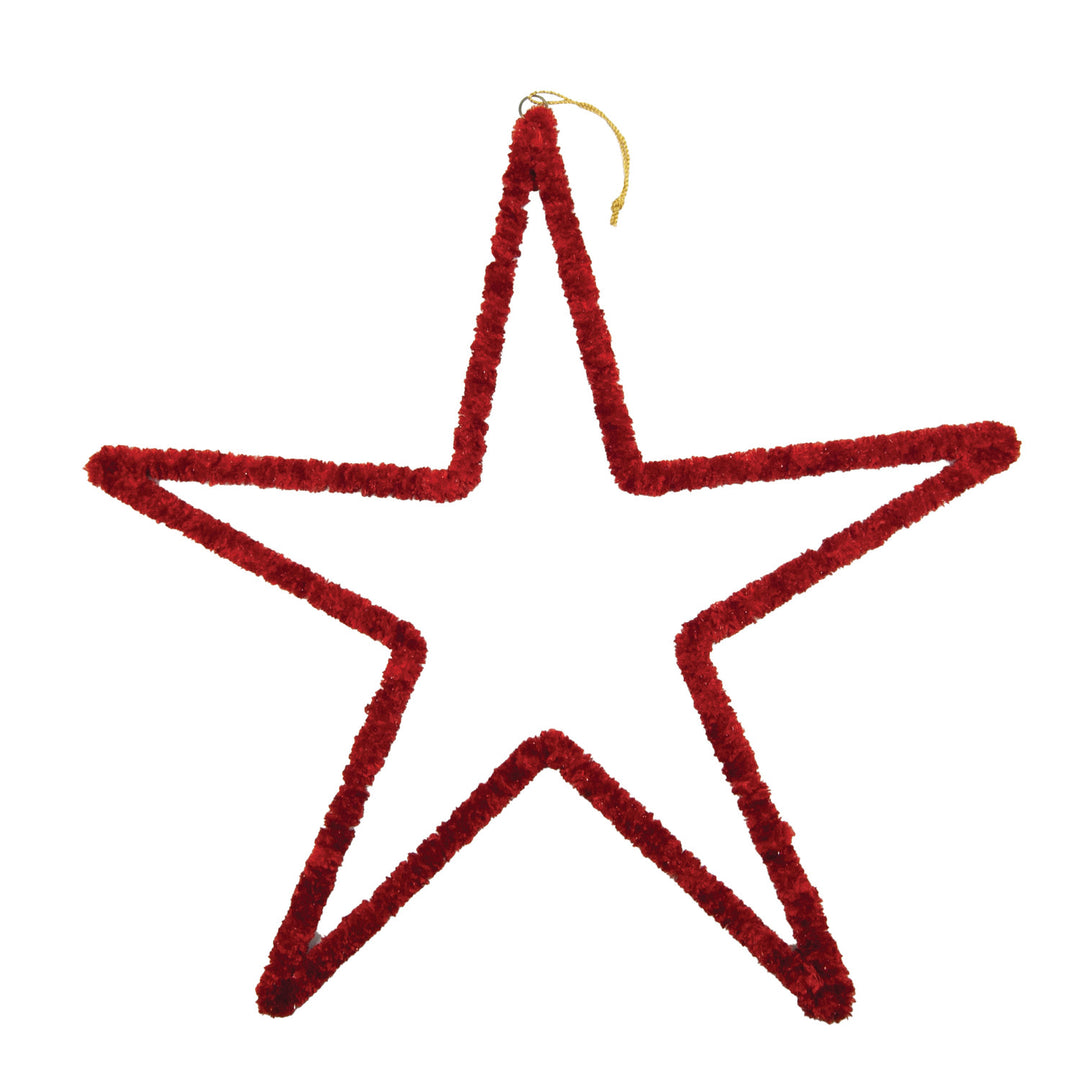 20"H Handmade Cotton Chenille Yarn Wrapped Metal Hanging Star
