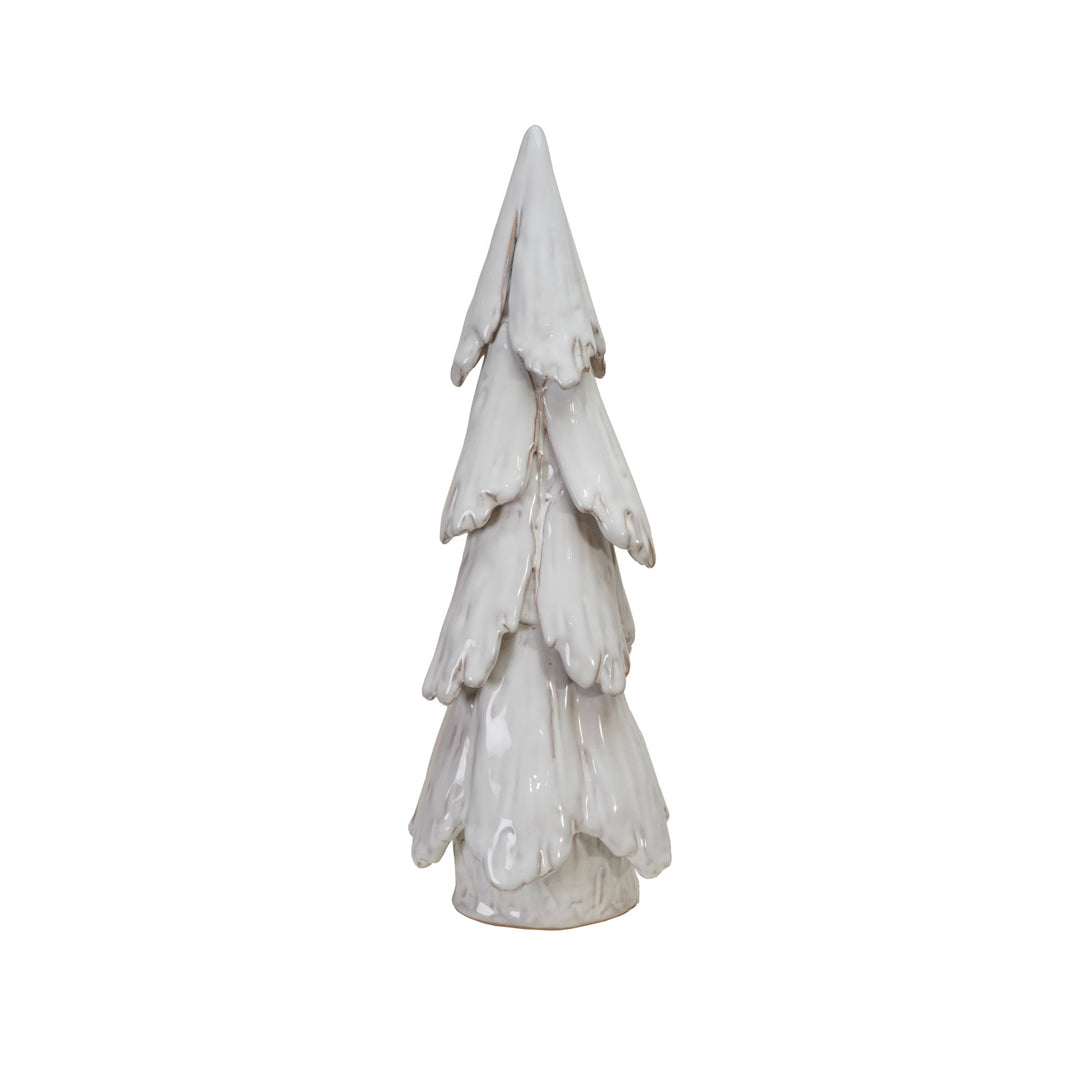 Handmade Stoneware Tree, Reactive Glaze, White