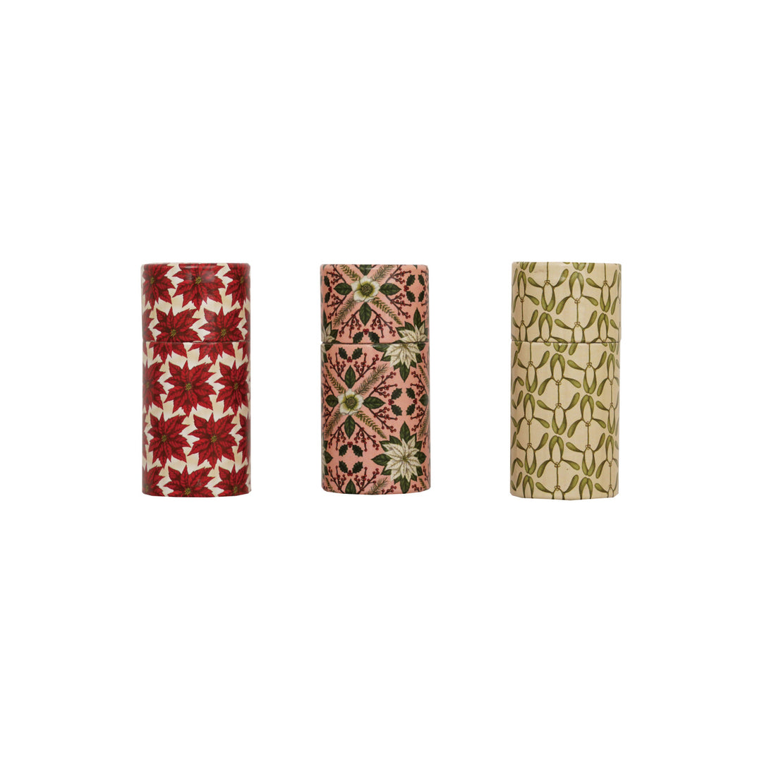 Safety Matches in Tube Matchbox with Seasonal Botanical Pattern, 3 Styles