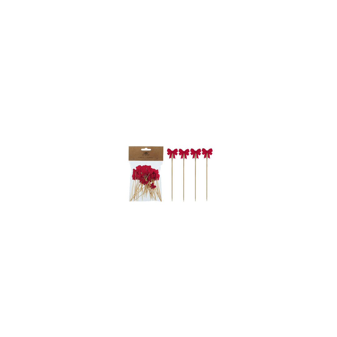 Bamboo Single Use Picks w/ Bow Shaped Handles