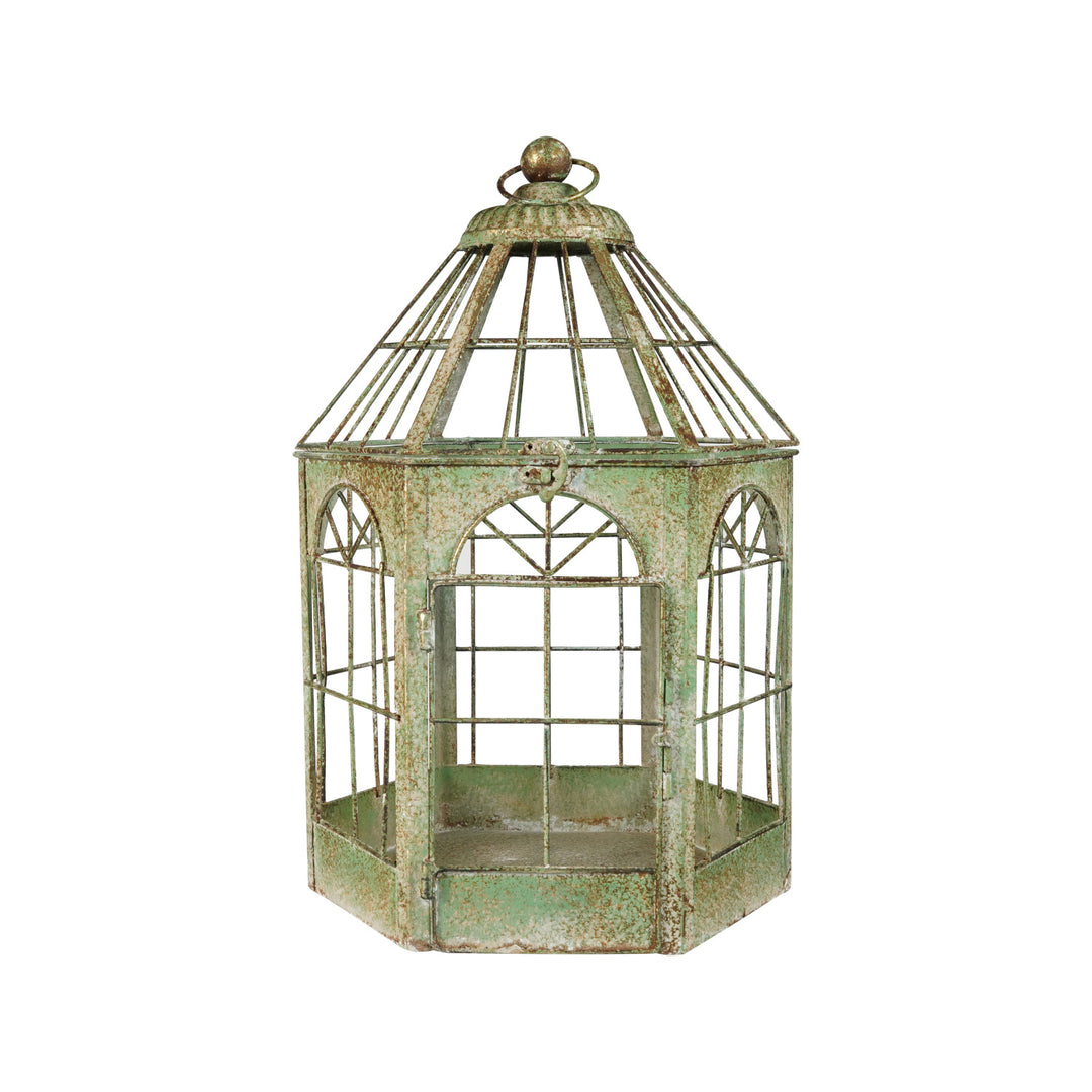 Metal Terrarium, Verdigris Finish